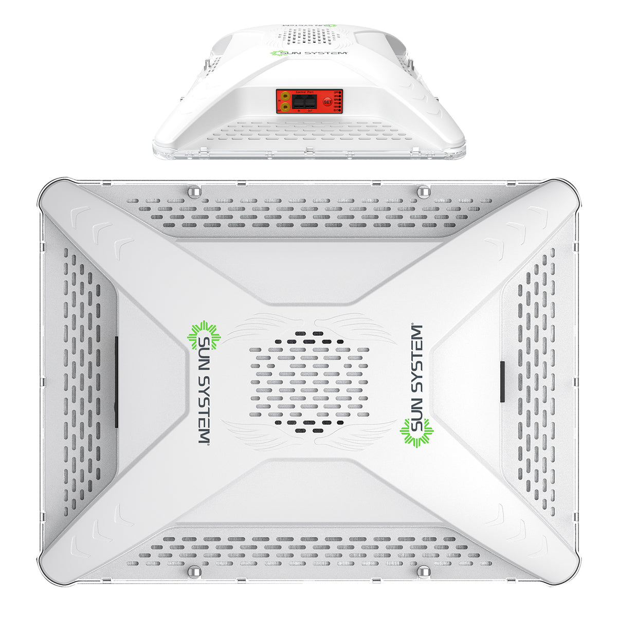 White Sun System grow light on a white background